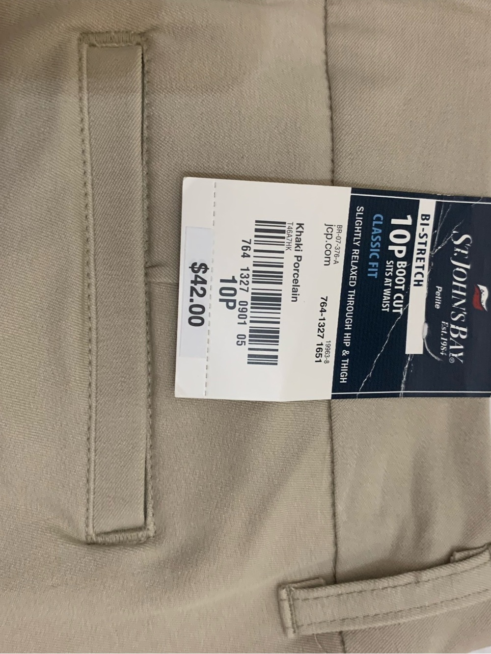 St. John's Bay Women's Stretch Chinos - Light Khaki - Picture 3 of 5